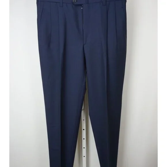Luigi Borrelli Navy Blue 100% Wool Mens Dress Pants Sz 52 NEW